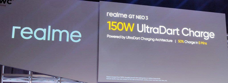 Официально: Realme GT Neo 3 — первый в мире смартфон с поддержкой зарядки мощностью 150 Вт